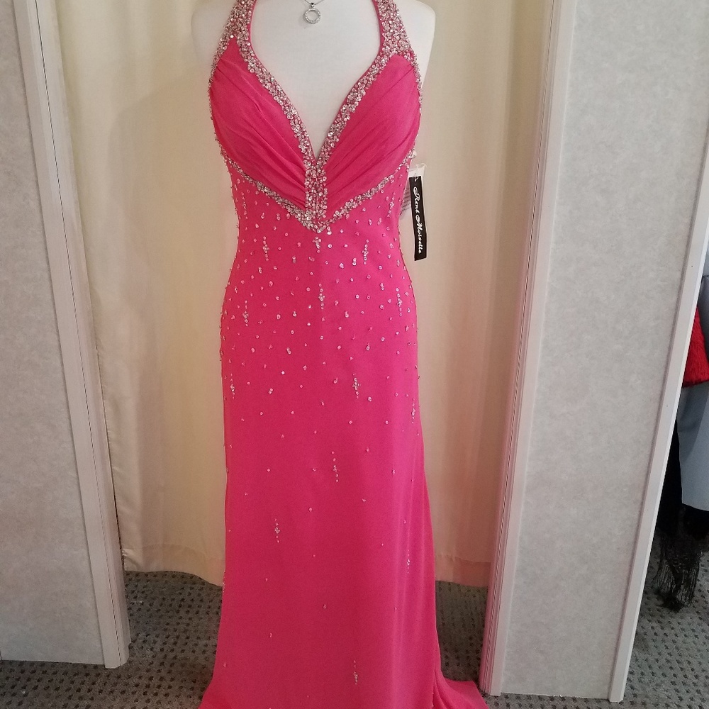 NWT Pink Halter Prom Dress